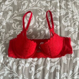 Aerie Red Balconette Lace Bra